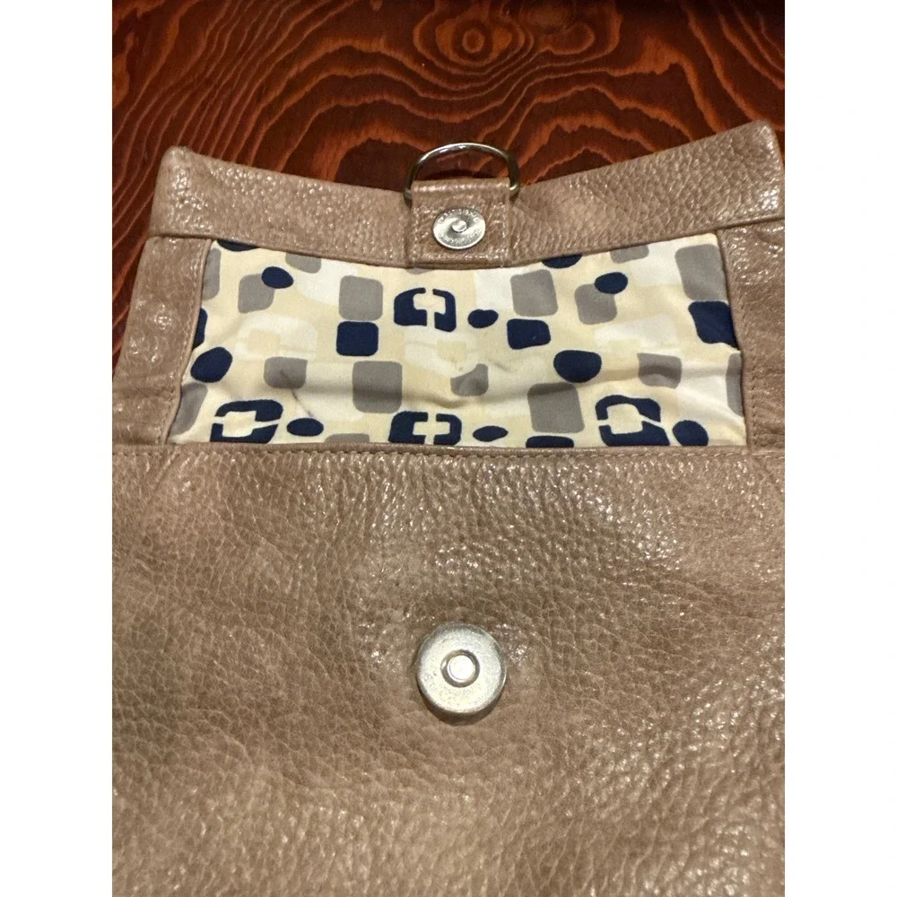 Latico NJ-USA Leather Crossbody Bag Metallic Taupe Foldover Flap Small Handbag